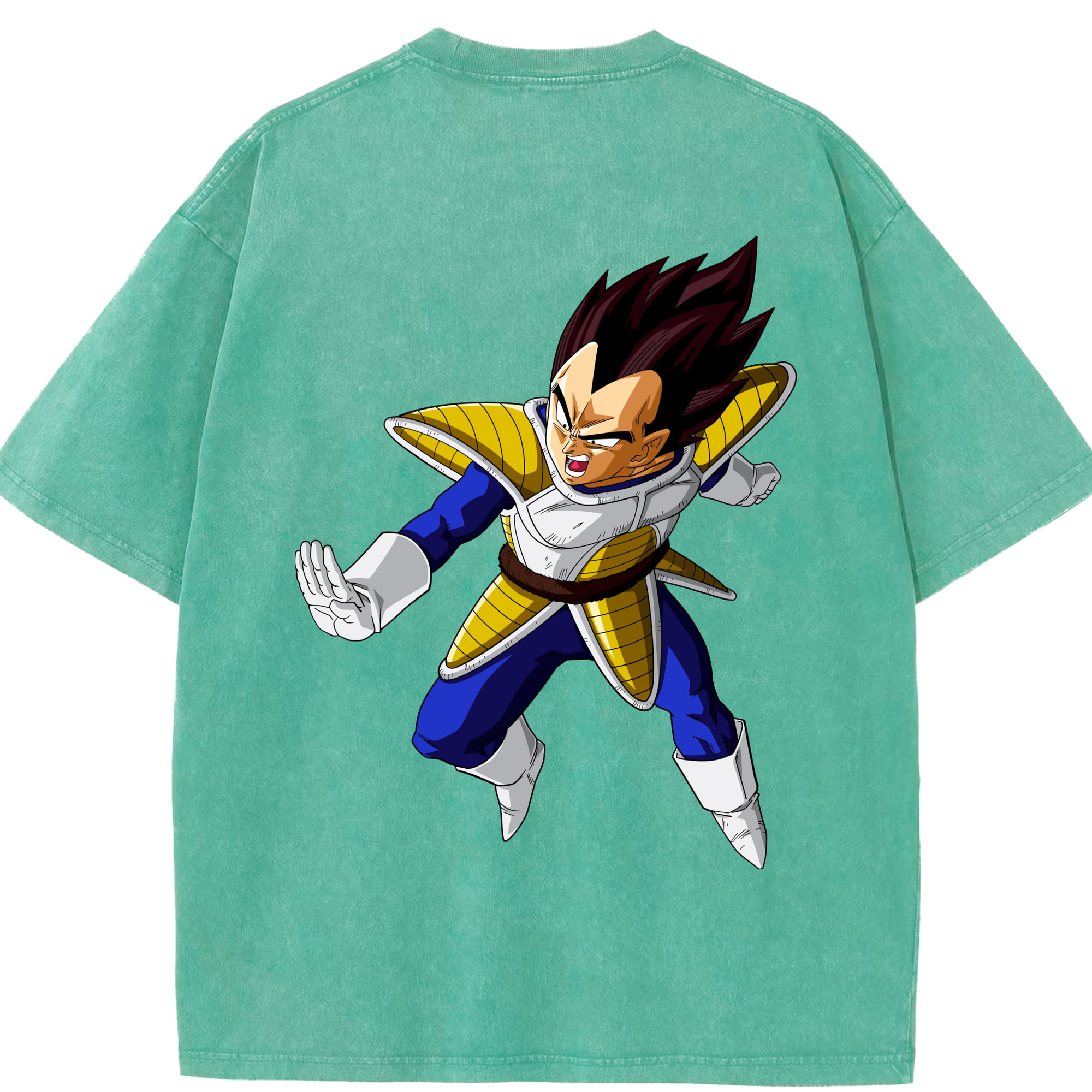 （画像用） ドラゴンボール ベジータ四世（Bejīta Yonsei）DRAGON BALL Vegeta IV 綿100% ヴィンテージ風 半袖Tシャツ（背面プリント）